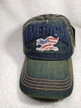 KBETHOS Navy and Olive Denim Distressed Cap.